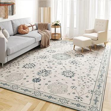 Imagem de Tapete de área 0,9 x 1,5 m, tapete persa oriental paisley tapete floral lavável na máquina tapetes de fazenda para sala de estar quarto jantar sala de jogos escritório em casa, verde