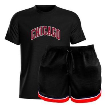Imagem de Conjunto Short Basquete e Camiseta Masculina Chicago-Masculino