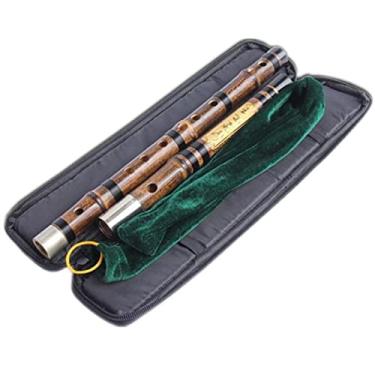 Imagem de Flauta de bambu chinês profissional duas seções concerto Dizi C/D/E/F/G chave transversal flauta com saco (cor: D)