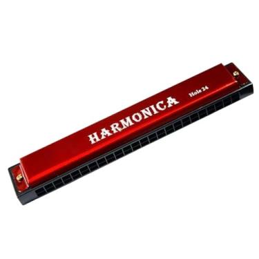 Imagem de Gaita profissional profissional de 24 furos para iniciantes com estojo (vermelho)