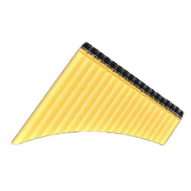 Imagem de Flauta Pan 18 tubos tubo panela chave G multifuncional plástico feito à mão sopro madeira bambu panpipes (cor: bege)