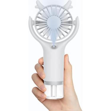 Imagem de FXI Mini ventilador portátil com função de umidade, ventilador de bolso portátil, recarregável USB-C, ventilador de 3 velocidades para viagem/verão (branco)