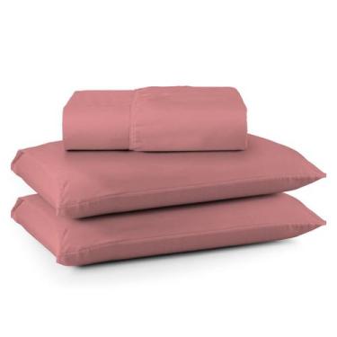 Imagem de Kit Jogo Lençol Roupa Cama Casal 3 Peças Elastico Fronha Simples 200 F