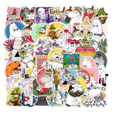 Imagem de Adesivos Moomins Hippos, vinil impermeável, anime, 50 unidades/lote