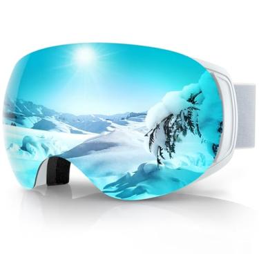 Imagem de findway Óculos de esqui profissionais OTG para mulheres, homens, adultos, jovens, [antiembaciamento e arranhões], óculos magnéticos para neve - lentes intercambiáveis, 100% proteção UV400 óculos de