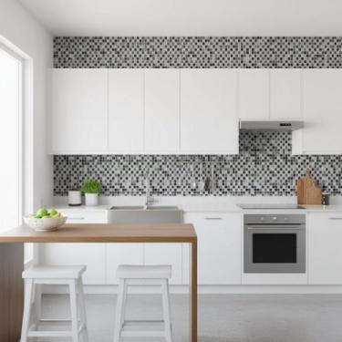 Imagem de Papel de Parede 3D ROLO 5m Autocolante Pastilha Mosaico Sala Banheiro 