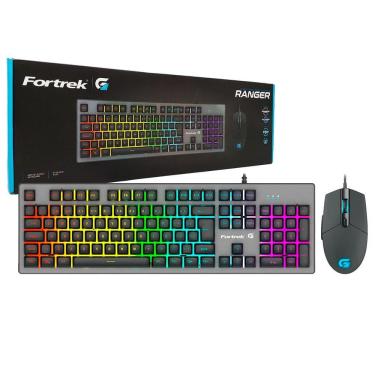 Imagem de Kit Teclado E Mouse Gamer Fortrek Ranger, Usb, Rgb, Abnt2, 6400 Dpi, Grafite