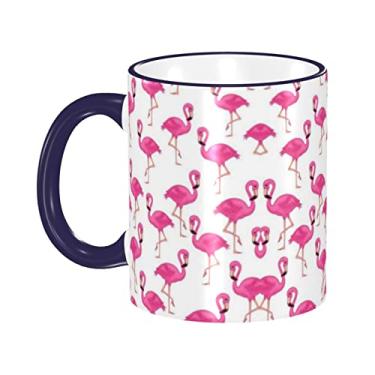 Imagem de Xícara de café expresso de cerâmica flamingo rosa, caneca de cerâmica revestida DIY, para café, sopa, chá, leite, latte, cacau quente, colorido divertido 340 g.
