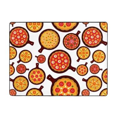 Imagem de ZERAOKE Tapete de área de comida de pizza, 48 x 63 polegadas, lavável na máquina, com suporte antiderrapante, tapetes macios para sala de estar, quarto, entrada, quarto de crianças, decoração de casa