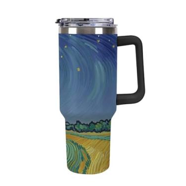 Imagem de Copo de café Moonrise de 1,134 g, copo Stanley de grande capacidade, aço inoxidável, isolado a vácuo, selado para suporte de copo de carro e ao ar livre à prova de vazamento e poeira