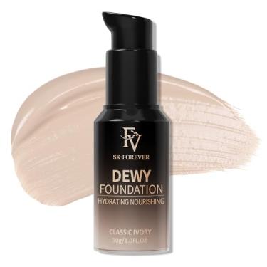 Imagem de FV Base líquida de cobertura total, hidratante e ocultante, acabamento de manchas de longa duração, brilho impecável, base à prova d'água para pele mista, 3 ml (marfim clássico)