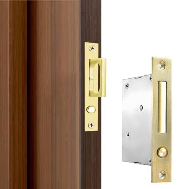 Imagem de Dontay Puxador de borda de porta de bolso com anel pop-up (12 cm), alça embutida oculta e puxadores de dedo embutidos, design de aderência de 2 dedos para portas de correr, armário, ferragens para