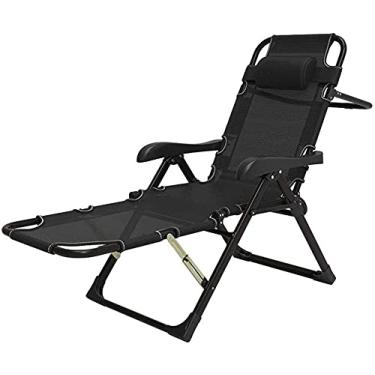 Imagem de YYBOES Espreguiçadeiras de jardim reclináveis, poltronas reclináveis em armazém, espreguiçadeiras reclináveis para adultos, cadeira de praia portátil dobrável com apoio para os pés preta necessária