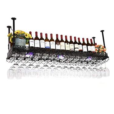 Imagem de Rack de vinho, bar, restaurante, pendurar, suporte para copos de vinho, suporte de garrafa de vinho de metal para pendurar no teto rack de vidro vintage