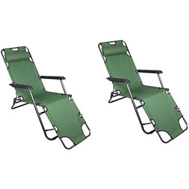 Imagem de YYBOES Conjunto de 2 espreguiçadeiras de jardim leves dobráveis e reclináveis, cadeiras dobráveis de praia, jardim ao ar livre, cadeira dobrável simples
