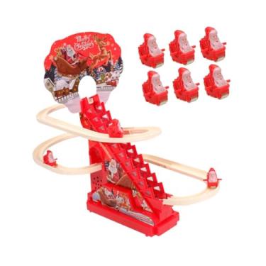 Imagem de oshhni Brinquedo de escalada com escorregador elétrico e luzes, divertido brinquedo de escalada com Papai Noel natalino, luzes e música, com 9 Figuras Do Papai Noel