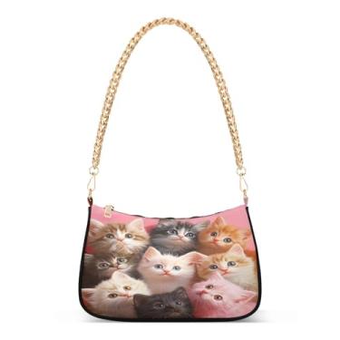 Imagem de CEBUGI Bolsas transversais para mulheres, bolsa de ombro, bolsas fofas para gatinhos, bolsa clutch estilosa com alça de corrente