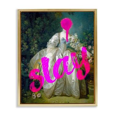 Imagem de Stupell Industries Slay Arte de parede em tela flutuante com moldura cinza barroco clássico, design de Lil' Rue, 78 x 63 cm