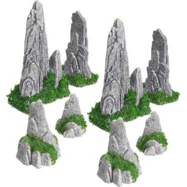 Imagem de ibasenice 8 peças Bonsai Rockery Mountain Estatueta Resina Desktop Bonsai Rockery Ornamento para DIY