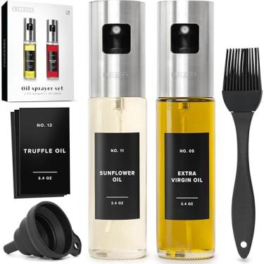Imagem de EDELHAUS Conjunto de 2 pulverizadores de óleo – Frasco de spray de óleo feito de aço inoxidável e vidro, para cozinhar saudável, pulverizador para dosagem precisa, para óleo de cozinha e vinagre