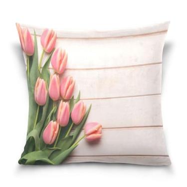 Imagem de Burbuja Capas de almofada 40,6 x 40,6 cm, capa de almofada de veludo macio de madeira tulipas decorativas para sofá, sofá, sala de estar, quarto