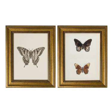 Imagem de AELS Arte de parede vintage emoldurada em ouro para sala de estar, impressões de pintura em tela de borboleta de fazenda, decoração de casa botânica, arte de parede estética para quarto e banheiro