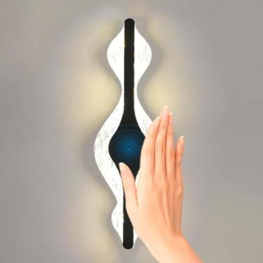 Imagem de Luminária de parede LED com sensor de movimento por gestos, luz de parede interna com sensor de intensidade ajustável, interruptor de sensor, luminária de parede com design de onda curva, la