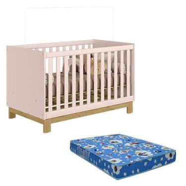 Imagem de Berço Americano 4315 Q Encanto Slim Rosa Acetinado com Colchão Ortobom