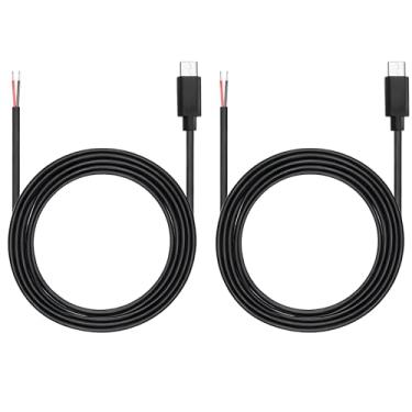 Imagem de MAYWILLA Cabo USB tipo C de 2 pinos, 5 V, 3 A, 22 AWG, USB C, plugue macho para extensão de cabo de alimentação de 2 pinos para equipamento faça você mesmo instalado, reparo de substituição-1 m (2
