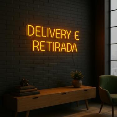 Imagem de Placa Neon Led Luminária Letreiro Delivery E Entrega 62cm A Escolher 127/220v (Laranja)