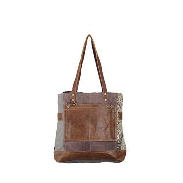 Imagem de Bolsa de lona com estampa floral lateral Myra Bags S-0915, bege, cáqui, marrom, tamanho único