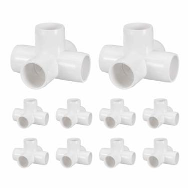 Imagem de DTGN Encaixe de PVC de cotovelo de 10 peças, encaixe de tubo de PVC de grau cruzado de 5 vias SCH40, conector de cotovelo de canto DIY para móveis de construção, conexão de estrutura de estufa