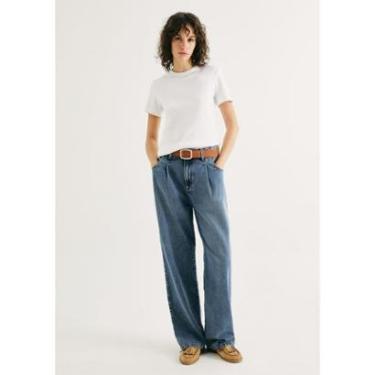 Imagem de Calça Jeans Feminina Pantalona Cintura Média-Feminino