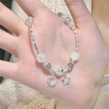 Imagem de Pulseiras de pérola simulada ctystal para mulheres, pulseira com pingente de estrela da lua para casamento, formatura, férias, joias modernas, presente