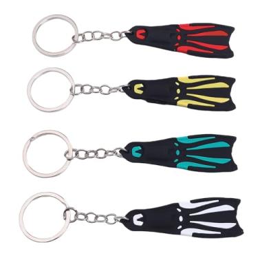 Imagem de GOWENIC Silicone Mergulho Fin Chaveiro Pingente Conjunto de 4 Leve Flipper Chaveiro para Chaves Mochilas Carteiras Telefones para Entusiastas do Mergulho