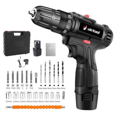 Imagem de Furadeiras Elétricas à Bateria Sem Fio 12V, Furadeira e Parafusadeira de 2 Velocidades Furadeira Multifuncional