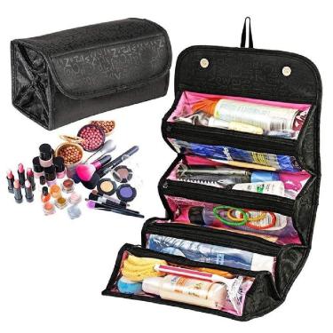 Imagem de Nécessaire Viagem Maleta Frasqueira Bolsa Rolinho Organizador Cosméticos Maquiagem Portátil