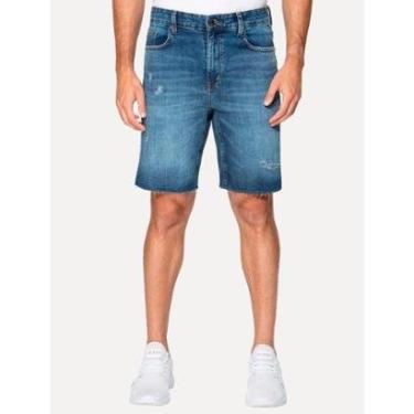 Imagem de Bermuda Guess Jeans Masculina Inter Refile Tag Azul Médio-Masculino