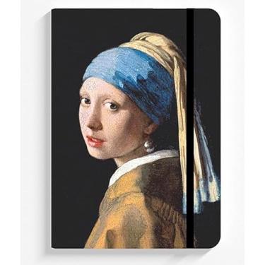 Imagem de Caderno de desenho 21 x 14 cm - Com temas artísticos clássicos, capa dura sem linhas quadriculadas, papel de alta gramatura, adequado para artistas, estudantes e colecionadores de arte. (Moça com brinco de pérola,>> COM<< pauta (para ESCREVER))