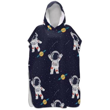Imagem de Joisal Roupão fofo astronauta que muda de espaço para adultos, poncho de surf, praia, com capuz, toalha absorvente de natação, poncho masculino e feminino com capuz