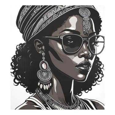 Imagem de Decalque frontal de geladeira mulher afro-americana, capa decorativa da porta da frente da máquina de lavar 58 cm L x 66 cm A