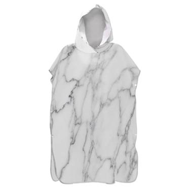 Imagem de TSENQUE Roupão de mudança abstrato branco cinza arte surfe para praia Adul toalha de banho com capuz reutilizável unissex poncho adulto com capuz