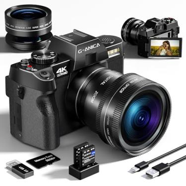 Imagem de Câmeras digitais para fotografia com WiFi e controle de aplicativo, câmera de vlogging Ture 4K e 48MP para YouTube, compacta, foco automático de zoom de 16X, antivibração para usuários iniciantes