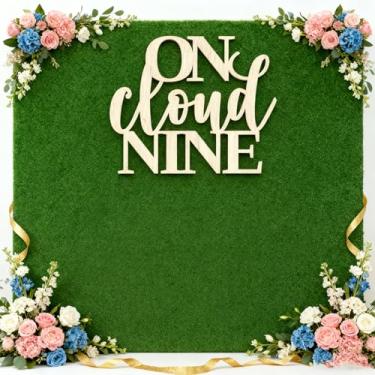 Imagem de On Cloud Nine placa para pano de fundo, 9 decorações de madeira na nuvem, faixa de festa temática nuvens para chá de panela, revelação de gênero, decoração de festa de chá de bebê, 38 x 33 centímetros