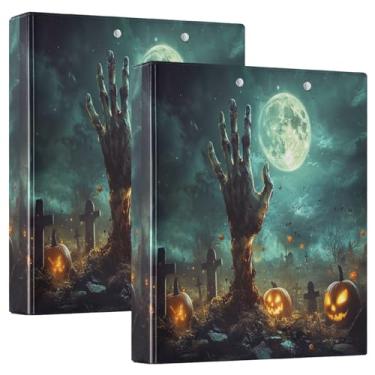Imagem de Halloween Zombie Hand Rising from Grave Small Binders 3 anéis com armazenamento pequenas pranchetas 2 pacotes com 3 pastas de anel