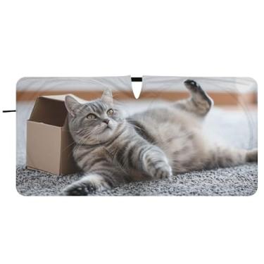 Imagem de Toldo de sol personalizado para pára-brisa de carro fofo dobrável para para-brisa frontal estampa animal, 76 cm x 149 cm