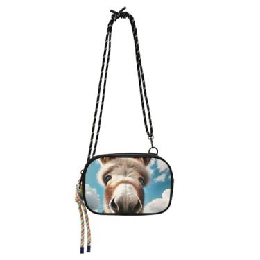 Imagem de TSENQUE Bolsas de burro fofas para mulheres, bolsa tiracolo pequena, bolsa de telefone com alça estampa animal bolsa de ombro pequena
