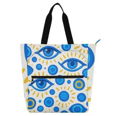 Imagem de Sacola feminina com olhos azuis para trabalho, faculdade, escola, bolsas médias, para amantes de livros, presentes