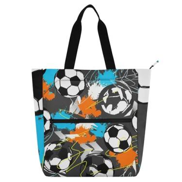 Imagem de Bolas de futebol femininas para trabalho, lona, escola, bolsa para livros, bolsas médias para amantes de livros, presentes