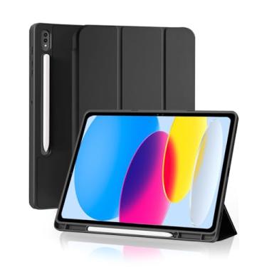 Imagem de Capa Tablet para Samsung Galaxy Tab S8 / S7 11 Polegadas 2022/2020 Capinha com Compartimento para Caneta Stylus Três Dobras Case Traseira em TPU Macio Função de Ativação/Suspensão Automática - Preto